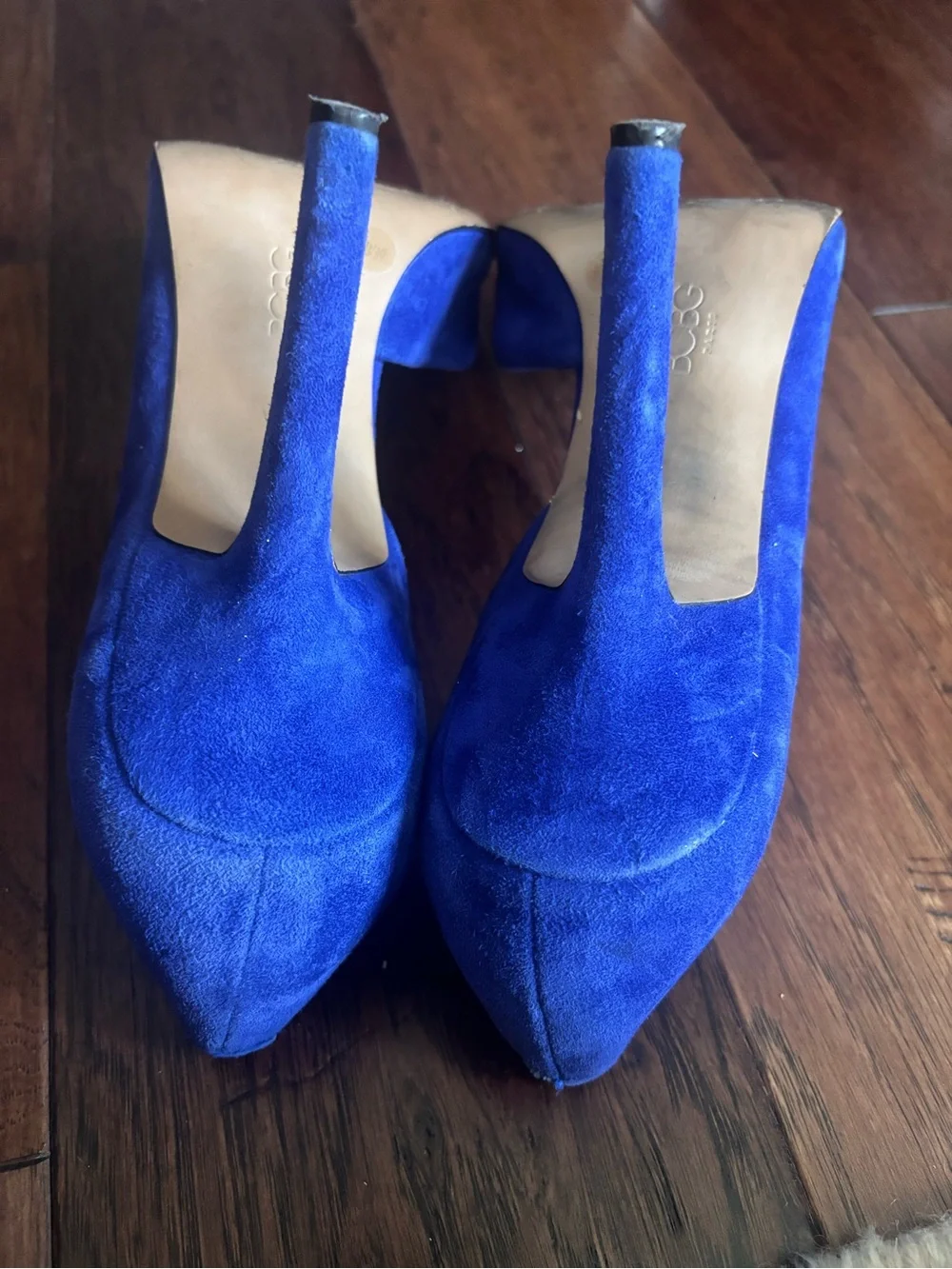 BCBG Royal Blue Suede Pointed-Toe D'Orsay Heels